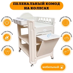 Детский пеленальный комод на колесах Floopsi. Пеленальный столик для новорожденных №1