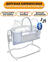 Колыбель для новорожденных Mastela 08601, электрическая, 5 скоростей укачивания. Детская приставная кроватка