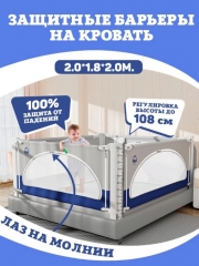 	Комплект барьеров Floopsi Premium M-Castle на кровать 2.0х1.8х2.0м. синий. Защитный барьер для детей на взрослую кровать от падений. Барьер безопасности для кровати