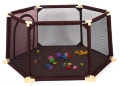 Манеж детский Beideli JC6304 (180х150см.) коричневый. Напольный шестиугольный большой усиленный игровой манеж для детей 