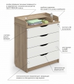 Пеленальный комод Атон Мебель Сириус-2 WOOD ПВХ (80 см.) 4 ящика