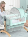 Колыбель для новорожденных Floopsi + 2 наматрасника (массив бука). Детская приставная кроватка (зеленый)