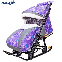 Санки-коляска Галактика SNOW GALAXY LUXE (Ёлки на фиолетовом)