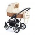 Детская коляска 2 в 1 Reindeer City Eco-Leather (люлька+автокресло) с меховым конвертом