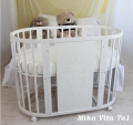 Круглая кроватка-трансформер 7 в 1 Mika Vita V.I.P. с орнаментом