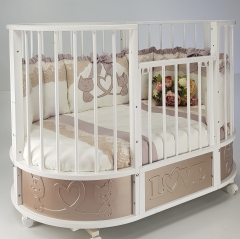 Детская кроватка Островок Уюта EVA Котята маятник поперечный в комплекте с матрасами (круг+овал) 
