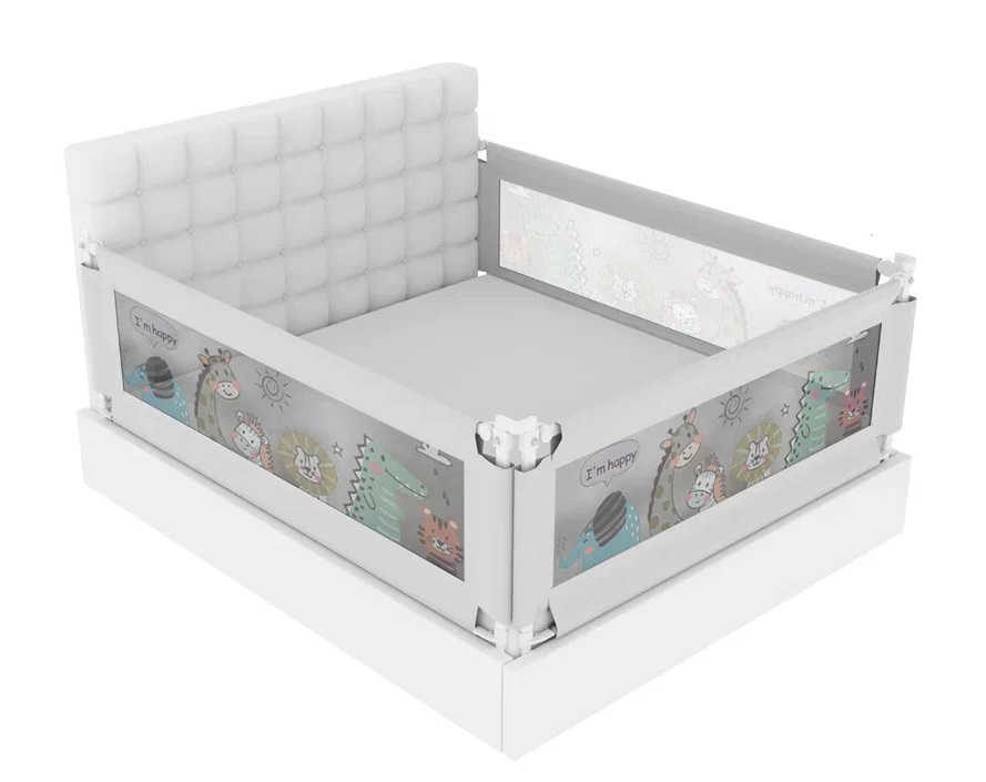 Манеж-ограждение Floopsi Animals на кровать 2.0х2.0х2.0м серый