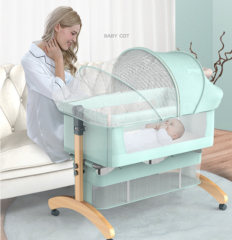 Приставная кроватка Floopsi Baby Bed  (хаки) с функцией укачивания